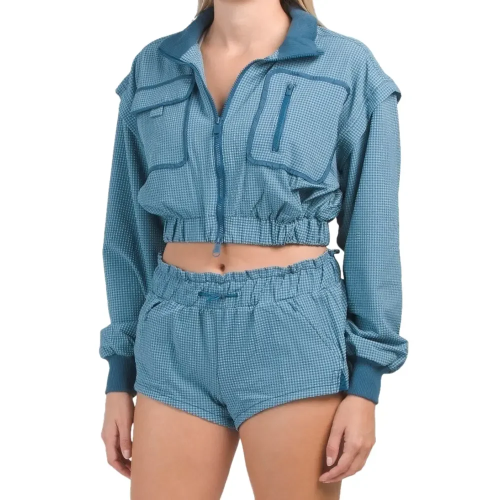 Free People Movement New Medium Forty Love Crop Jacket in Caribbean Blue Coast - Picture 6 of 13